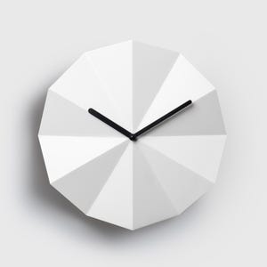 Delta Clock White • Minimalist wooden wall clock • White MDF • Modern home • Office decor • Gift for her • Gift for him