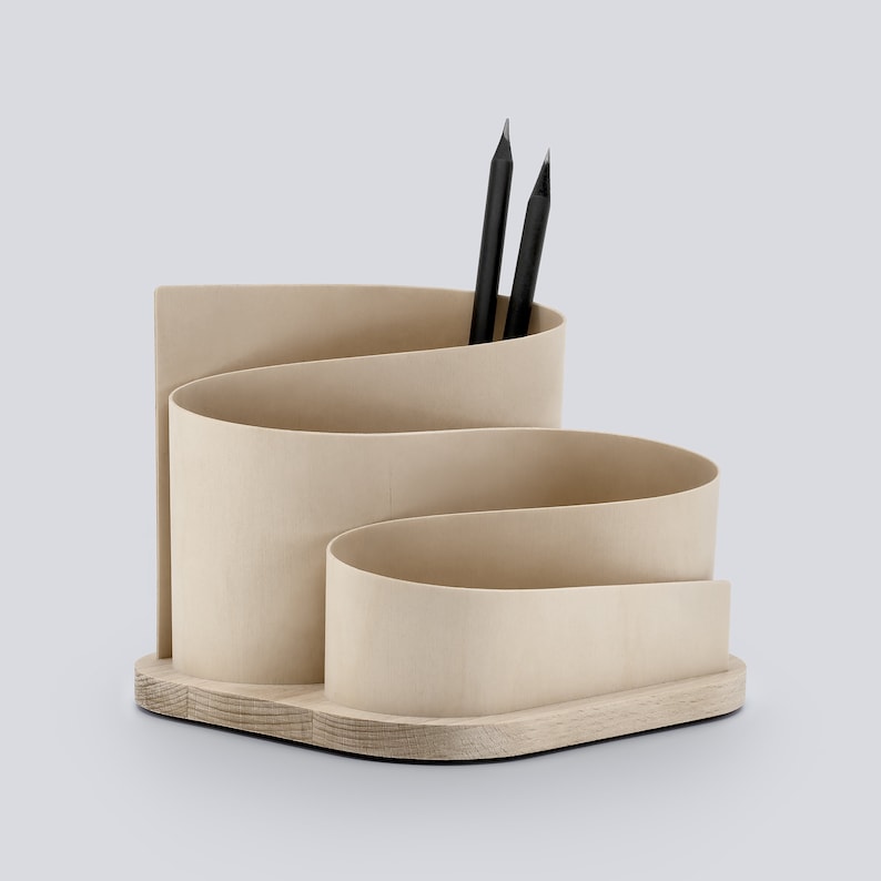 Squiggle Organizer Minimalistische bureau-organizer Houten organizer Opbergruimte voor kantoor en bureau afbeelding 1