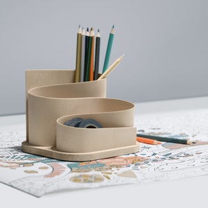 Squiggle Organizer Minimalistische bureau-organizer Houten organizer Opbergruimte voor kantoor en bureau afbeelding 8