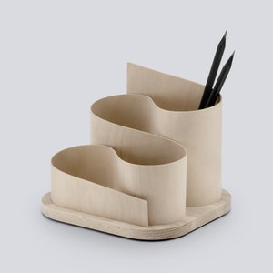 Squiggle Organizer Minimalistische bureau-organizer Houten organizer Opbergruimte voor kantoor en bureau afbeelding 2