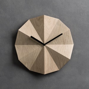 Delta Clock Oak • Minimalist wooden wall clock • Natural oak • Unique home wall art