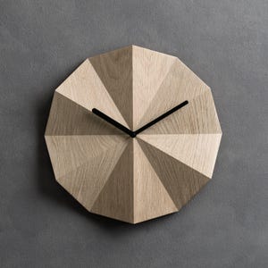Delta Clock Oak • Minimalist wooden wall clock • Modern home design • Unique decor • Office