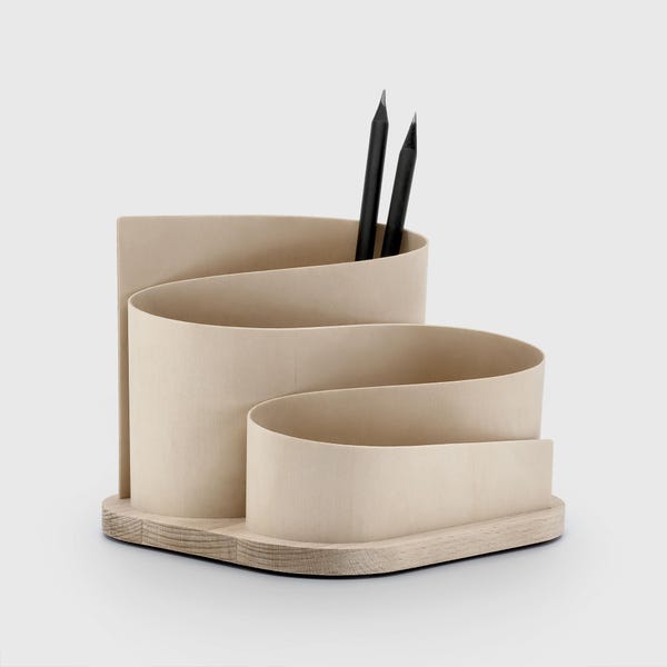 Squiggle Organizer • Minimalist desk storage • Wooden organizer • Office