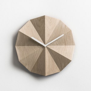 Delta Clock Oak Minimalist wooden wall clock Natural oak Unique home wall art image 4