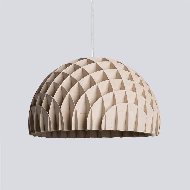 Arc Pendant Plywood Wood pendant lamp Modern design light fixture Sustainable design Scandinavian home White