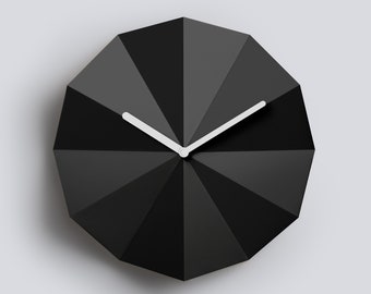 Delta Clock Black • Minimalist wooden wall clock • Matte black • Office gift • Office decor • Home office • Unique clock • Housewarming gift