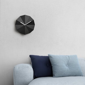 Delta Clock Black Minimalist wooden wall clock Matte black Office gift Office decor Home office Unique clock Housewarming gift image 4