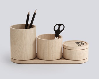 Ensemble de rangements empilables • Organiseur de bureau minimaliste • Organiseur de maquillage empilable • Bois de hêtre massif • Organisateur de bijoux • Cadeau pour elle • Bureau