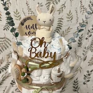 Diaper Cake Handmade - Baby Birth Newborn - Neutral