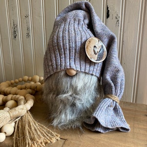Gray Gnome with Button and Twine