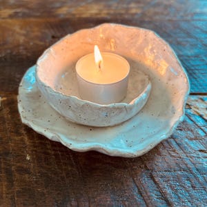 Spiral Tea Light Holder in White Glaze