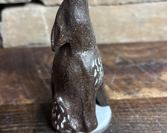 Wolf Ceramic Incense Burner Chocolate Clay