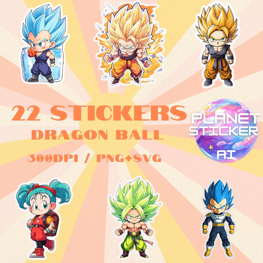 Dragonball Z Stickers SVG Bundle, Anime Dragonball Bundle PNG Unique