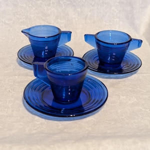Akro Agate Cobalt Blue Mini Tea Set (Partial)