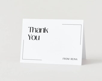 MODERN BRIDAL SHOWER Thank You Card /Simple Black and White Aesthetic / Black and White Modern Bridal Shower / Simple Elegant Modernism