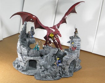 Dragons Share - Set : Gargantuan Red Dragon plus ruins plus character miniatures.  D&D/Pathfinder/TTRPGs/display - Hand Painted-Reaper Bones