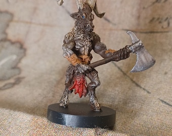 Ibex / Goat Folk  (battle axe) - Hand Painted D&D/Pathfinder/TTRPG miniature (Reaper Bones)