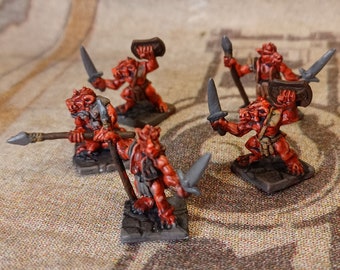 Kobold squad  (set of 5)-- Hand Painted D&D/Pathfinder/TTRPG miniature (Reaper Bones)