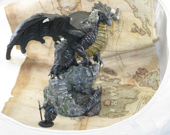 Gargantuan Black Dragon -D&D/Pathfinder/TTRPG miniature -- Hand Painted (Reaper Bones)