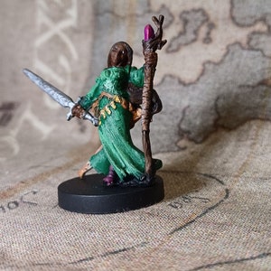 Sorcerer  (female,  sword and staff) - Hand Painted D&D/Pathfinder/TTRPG miniature (Reaper Bones)