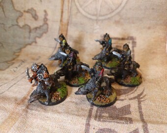 Goblin Wolf-Riders (set of 6) -- Hand Painted D&D/Pathfinder/TTRPG miniature