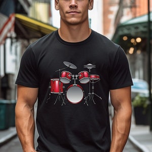 Drummer T-Shirt , Drum Kit, Fathers Day Drums Gift, Girl Drum Kit Shirt, Drumming Mom or Dad Retro Tee, Gift for Him or Her V-Neck Baby Tee