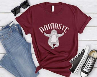 Namaste Faultier Unisex Shirt Shirt - Süßes Faultier Shirt - Faultier Fans - Retro Faultier Shirt - Faultier Yoga Tshirt - Faultier Mädchen