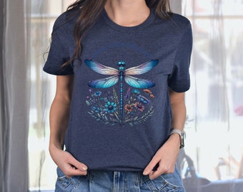 Grow With The Flow Dragonfly Spring Unisex Shirt - Botanical Floral Graphic Tee - Gift for Women - Gardening Lover Gift - Dragonfly Lover