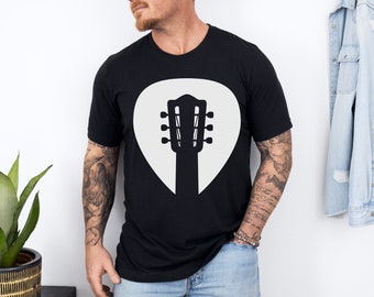 Guitar Pick With Guitar Unisex T-shirt guitar player gift for men music musician gift tee shirt, gifts for women, guitar girl