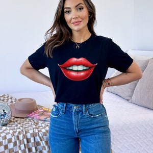 Lips Unisex Shirt, Valentine&#39;s Day, Fun Shirt For Her, Gift For Her, Red Lips Shirt