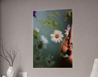 Girl with Flowers Poster