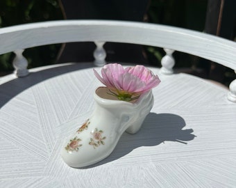 Porcelain miniature flower shoe figurine - vintage