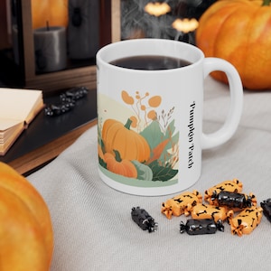 Taza de parche de calabaza, taza de cerámica 11 oz