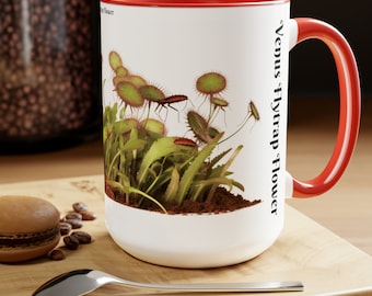 Caneca de café em forma de flor de dioneia – Presente para amantes de plantas botânicas