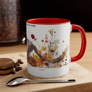 Pressed Flowers In The Wildlife Mug, Accent Coffee Mug, 11oz
