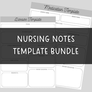 Nursing Notes Template Bundle | Pharmacology Note Template | Disease Note Template