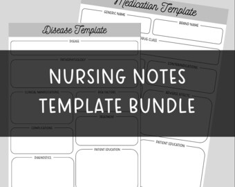 Nursing Notes Template Bundle | Pharmacology Note Template | Disease Note Template