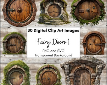 Fairy Door Digital Clip Art, Transparent Background, Fantasy Clipart, Printable for Wall, Tooth Fairy Door, PNG and SVG, Diorama, Dollhouse