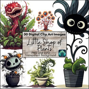 Spooky Carnivorous Houseplant Clipart Bundle: Fantasy Potted Plants (Digital Download)