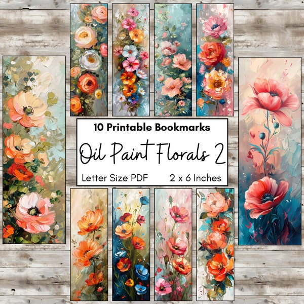 Oil Painting Floral Bouquet Art Printable Bookmark Set, Reader Giftable Unique Book Accessories, Cottagecore Flowers Bookish Gift, Reading