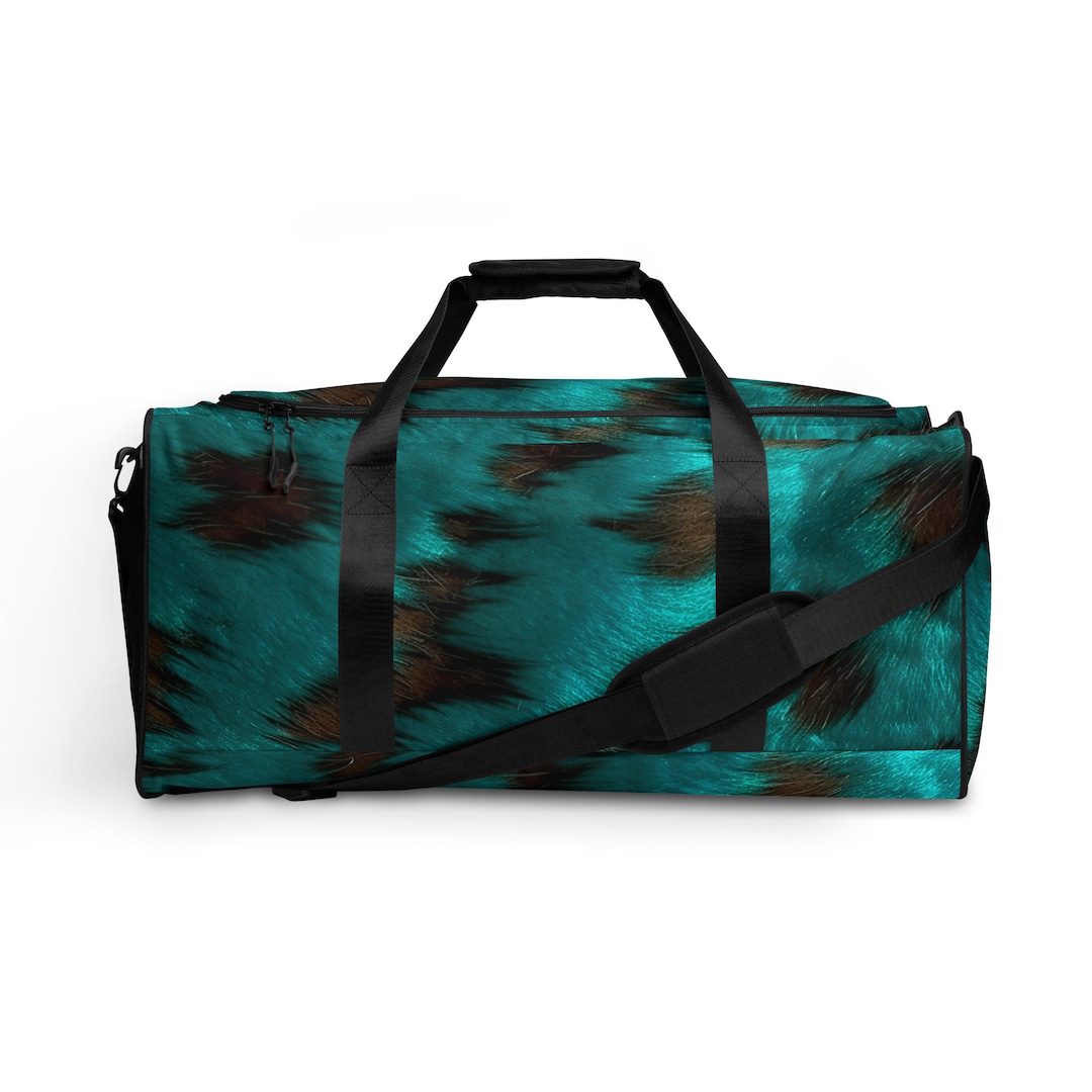 Cowhide Western Turquoise Duffle Bag, Country Western Travel Bag