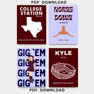 College Station, TX - Texas A&M Periwinkle Themed Wall Art Prints