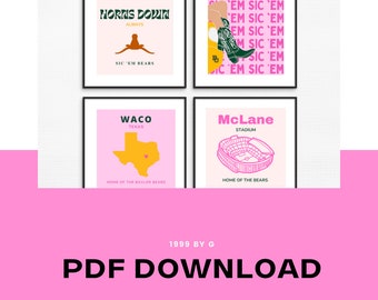 Waco, Tex - Baylor Universität Rosa Themed Quadratische Wandkunst
