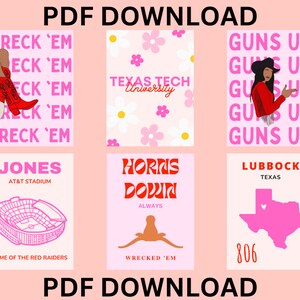Lubbock, TX - Texas Tech University Pink Themed Wall Art Prints