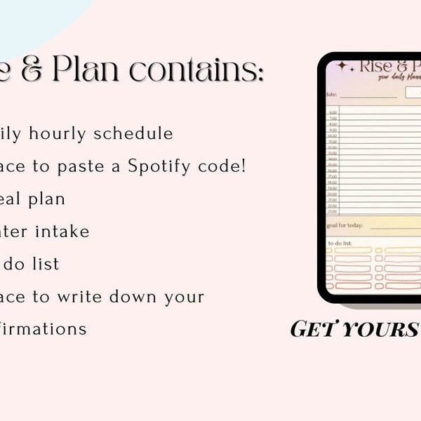 Rise & Plan - your daily planner | printable, Goodnotes pdf, download, template