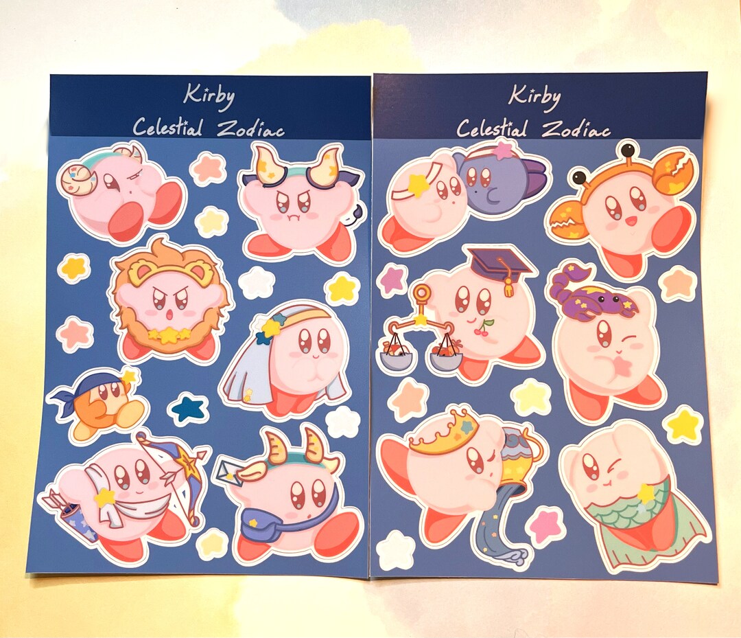 Kirby Celestial Zodiac Vinyl Sticker Sheets 4x6 Matte Vinyl Etsy