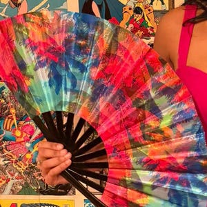 Fantasy Rave Fan- Rave Fan- Rave Fan Holster- Festival Fan- Bamboo Clack Fan- Anime Hand Fan- Rave Accessories- Clacking fan- Hand Fan