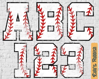 Baseball League Distressed Alphabet digital download, Baseball Alphabet PNG Design Digital Download, Digital Alphabet Art, Grunge Alphabet