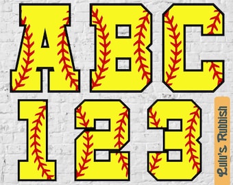 Softball League Alphabet digital download, Softball Alphabet PNG Design Digital Download, Digital Alphabet Art
