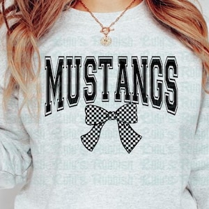 Mustangs Bow digital download, Mustangs Bow svg png eps dxf, Checkered bow